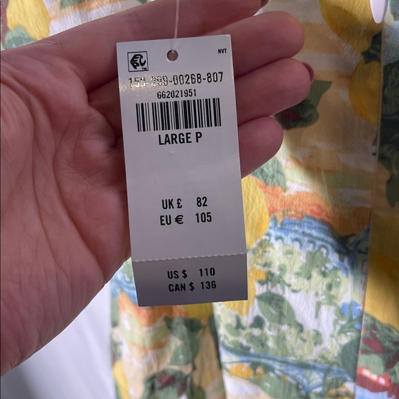 ABERCROMBIE AND FITCH WOMENS MILA STRETCH MIDI DRESS LEMONS LARGE PETITE NEW - Picture 9 of 11